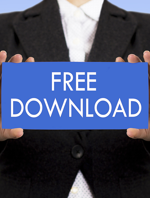 Image of a man holding a sign with Free Download on it